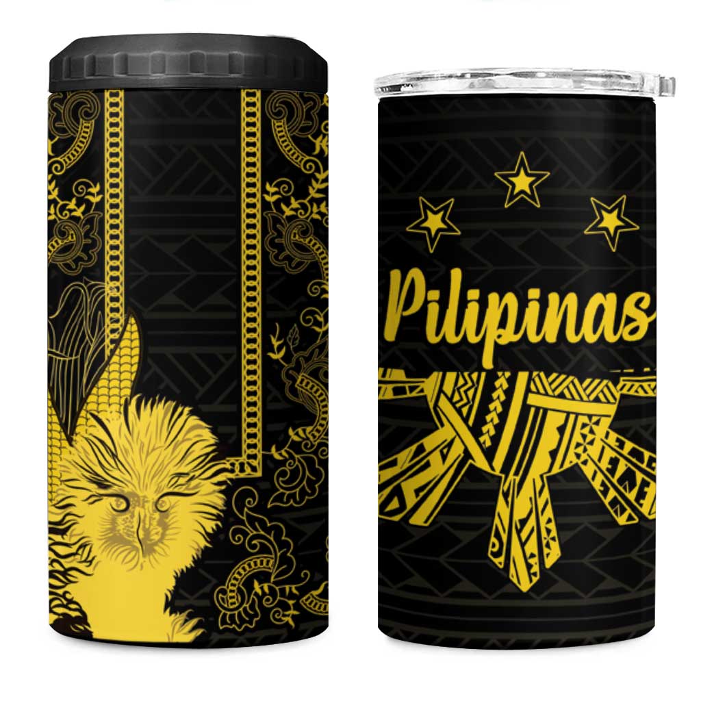 Philippines Eagle Barong 4 in 1 Can Cooler Tumbler Filipino Eight Rayed Gold Sun LT9 - Wonder Print Shop