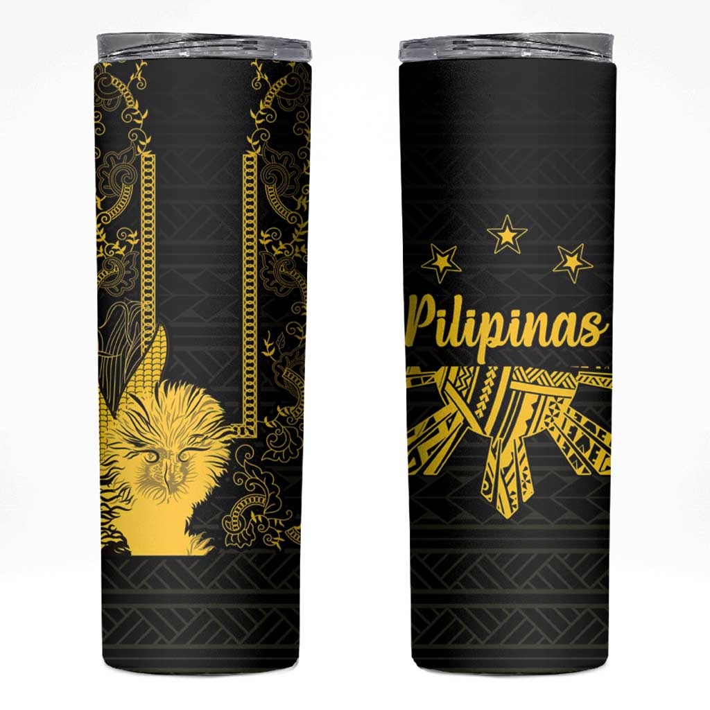 Philippines Eagle Barong Skinny Tumbler Filipino Eight Rayed Gold Sun - Wonder Print Shop