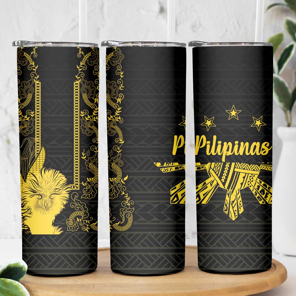 Philippines Eagle Barong Skinny Tumbler Filipino Eight Rayed Gold Sun - Wonder Print Shop