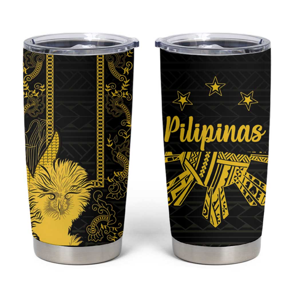 Philippines Eagle Barong Tumbler Cup Filipino Eight Rayed Gold Sun - Wonder Print Shop