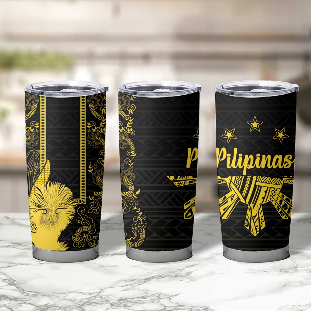 Philippines Eagle Barong Tumbler Cup Filipino Eight Rayed Gold Sun - Wonder Print Shop