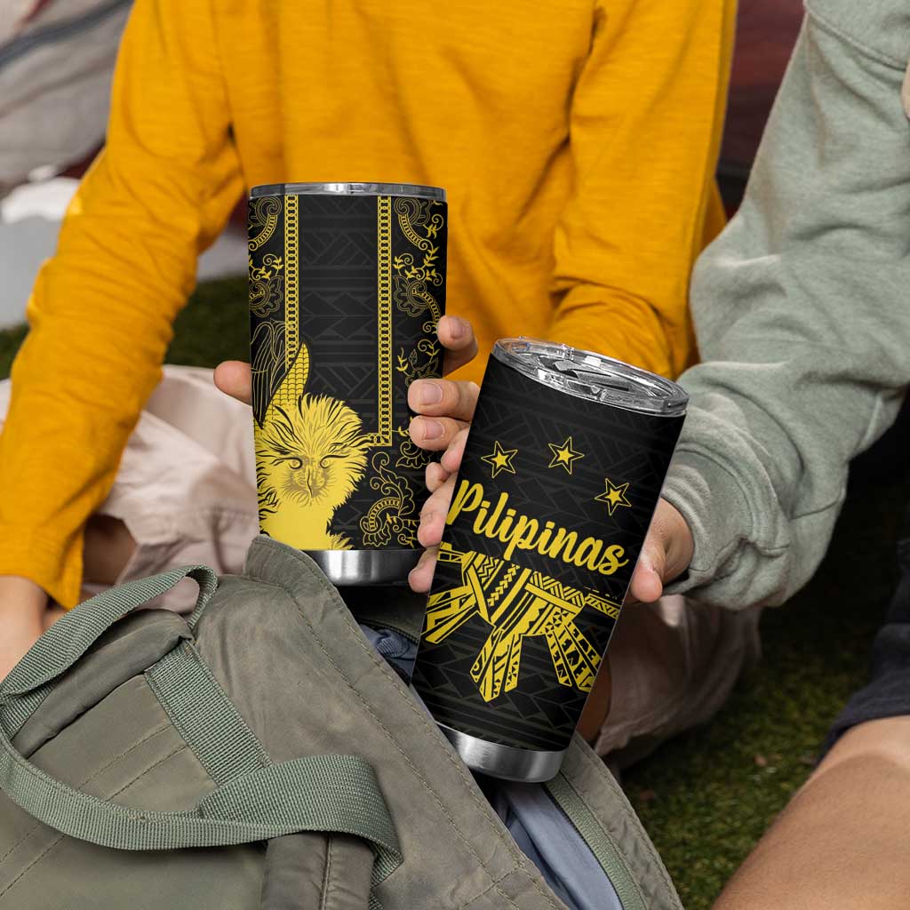 Philippines Eagle Barong Tumbler Cup Filipino Eight Rayed Gold Sun - Wonder Print Shop