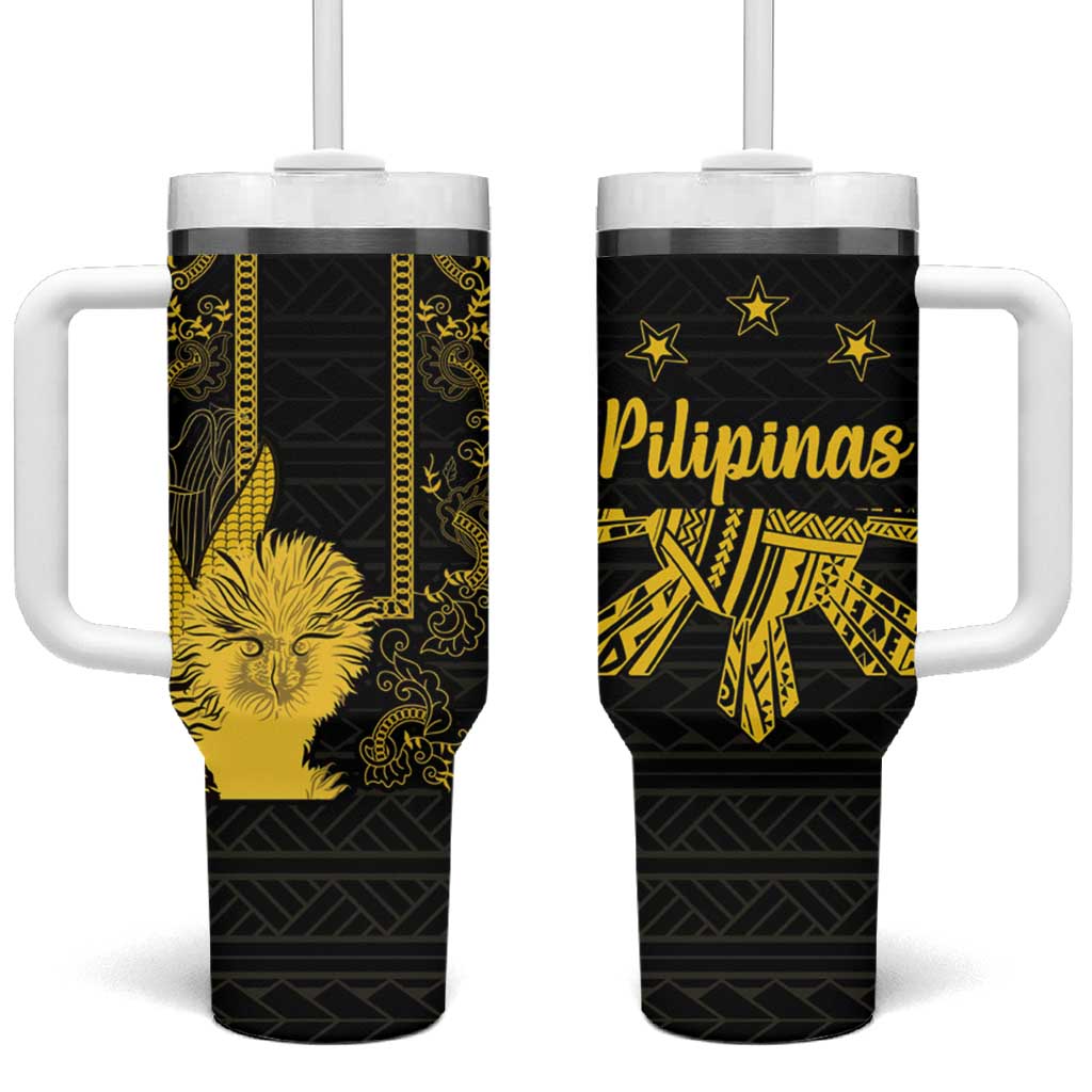 Philippines Eagle Barong Tumbler With Handle Filipino Eight Rayed Gold Sun - Wonder Print Shop