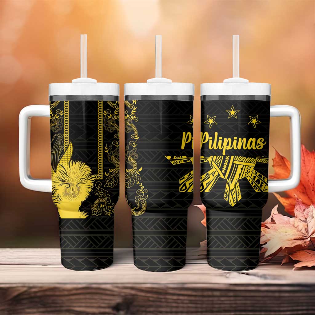 Philippines Eagle Barong Tumbler With Handle Filipino Eight Rayed Gold Sun - Wonder Print Shop