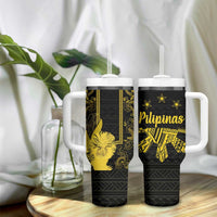 Philippines Eagle Barong Tumbler With Handle Filipino Eight Rayed Gold Sun - Wonder Print Shop