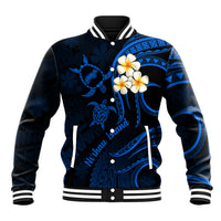 Hawaii Baseball Jacket Niihau Islands Polynesian Sunset Plumeria Blue Vibe LT9 - Wonder Print Shop