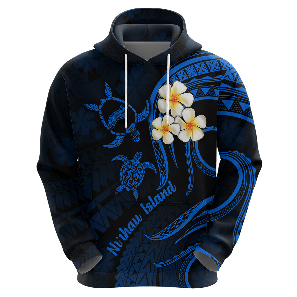 Hawaii Hoodie Niihau Islands Polynesian Sunset Plumeria Blue Vibe - Wonder Print Shop