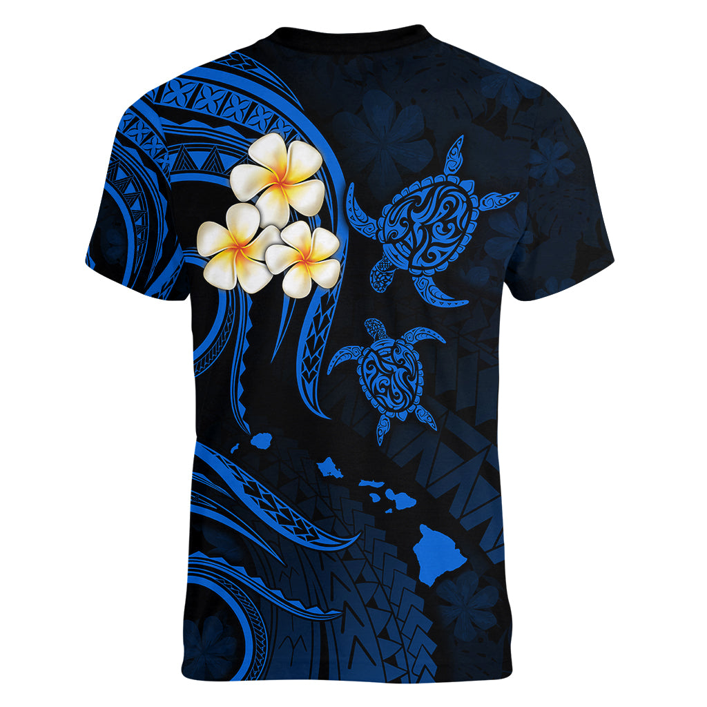 Hawaii Women V Neck T Shirt Niihau Islands Polynesian Sunset Plumeria Blue Vibe - Wonder Print Shop
