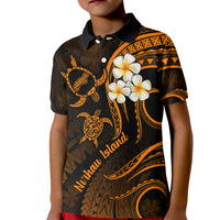Hawaii Kid Polo Shirt Niihau Islands Polynesian Sunset Plumeria Gold Vibe - Wonder Print Shop