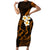 Hawaii Short Sleeve Bodycon Dress Niihau Islands Polynesian Sunset Plumeria Gold Vibe - Wonder Print Shop