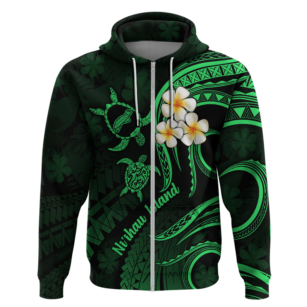 Hawaii Hoodie Niihau Islands Polynesian Sunset Plumeria Green Vibe - Wonder Print Shop