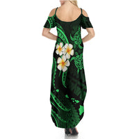 Hawaii Summer Maxi Dress Niihau Islands Polynesian Sunset Plumeria Green Vibe - Wonder Print Shop