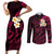 Hawaii Couples Short Sleeve Bodycon Dress and Long Sleeve Button Shirts Niihau Islands Polynesian Sunset Plumeria Pink Vibe LT9 - Wonder Print Shop