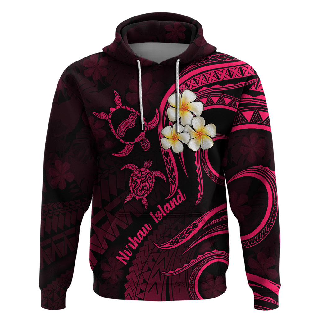 Hawaii Hoodie Niihau Islands Polynesian Sunset Plumeria Pink Vibe - Wonder Print Shop