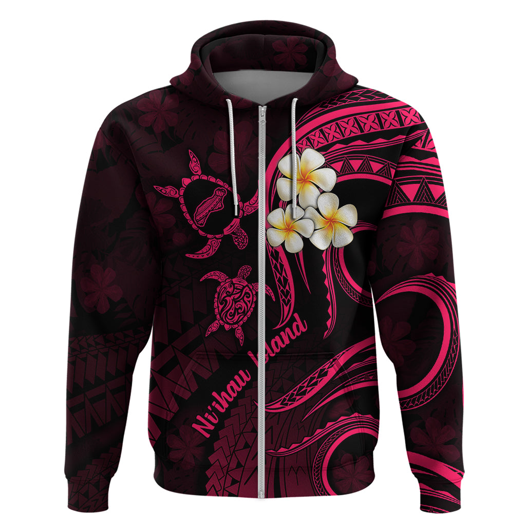 Hawaii Hoodie Niihau Islands Polynesian Sunset Plumeria Pink Vibe - Wonder Print Shop