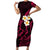 Hawaii Short Sleeve Bodycon Dress Niihau Islands Polynesian Sunset Plumeria Pink Vibe - Wonder Print Shop