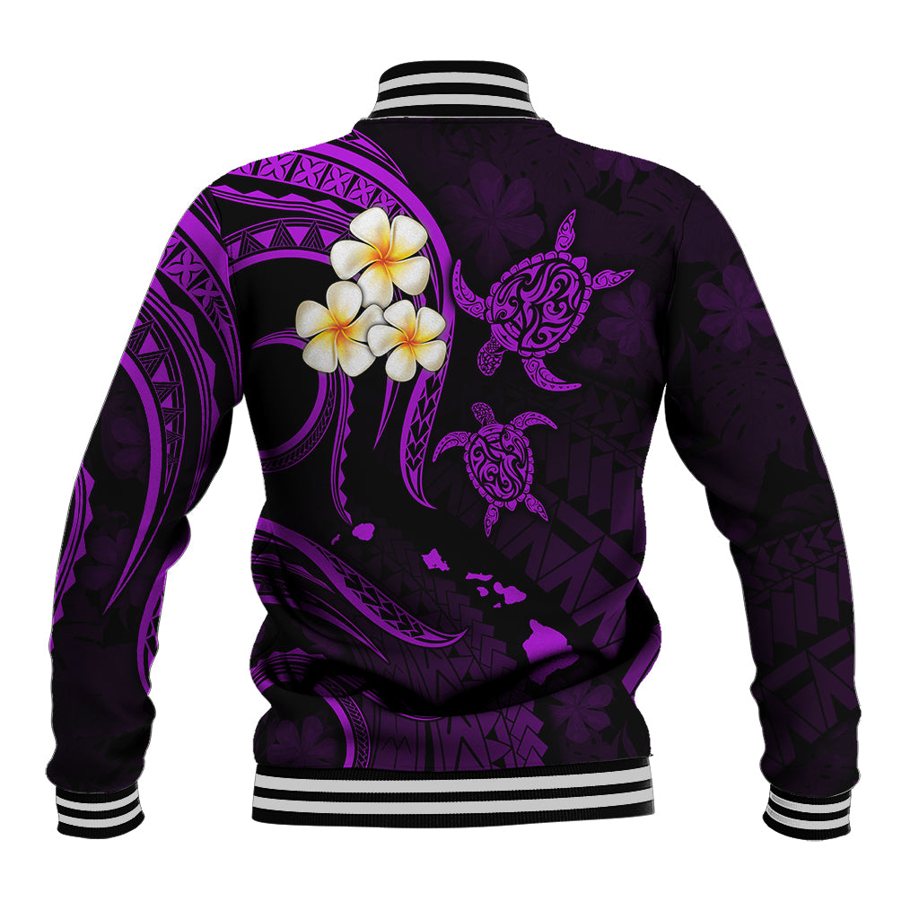 Polynesian Hawaii Baseball Jacket Niihau Islands with Pacific Plumeria Purple Vibe LT9 - Wonder Print Shop