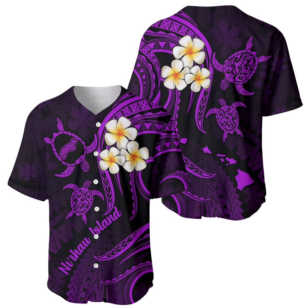 Polynesian Hawaii Baseball Jersey Niihau Islands with Pacific Plumeria Purple Vibe LT9 - Wonder Print Shop