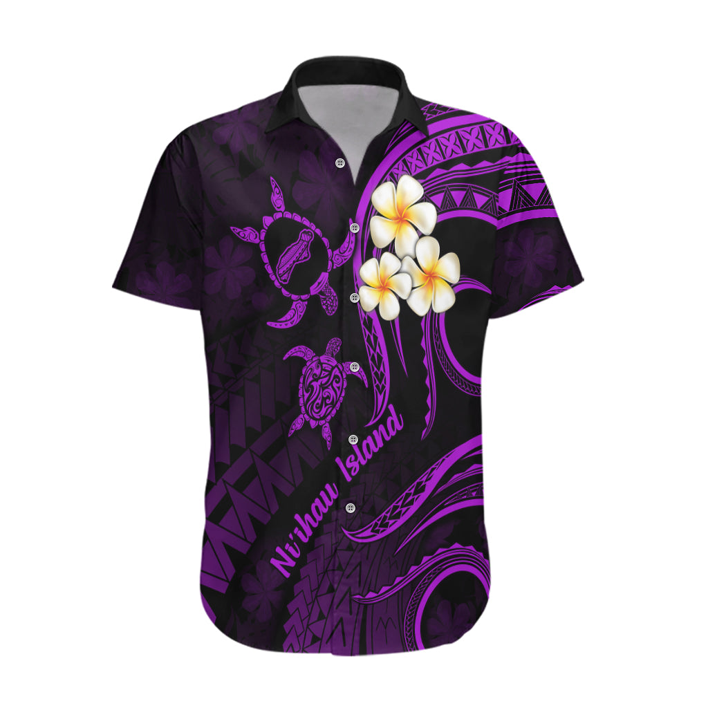 Polynesian Hawaii Hawaiian Shirt Niihau Islands with Pacific Plumeria Purple Vibe - Wonder Print Shop