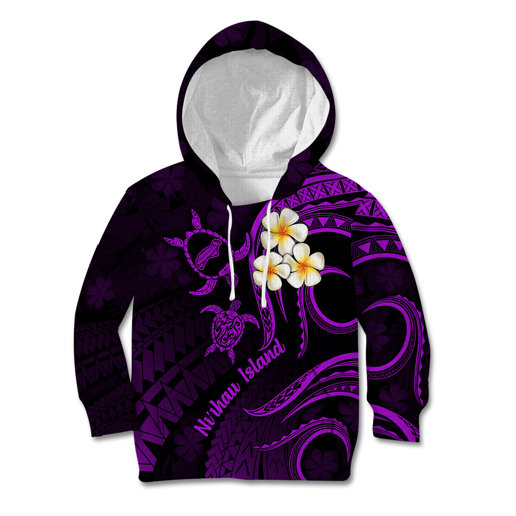 Polynesian Hawaii Kid Hoodie Niihau Islands with Pacific Plumeria Purple Vibe - Wonder Print Shop