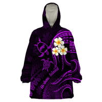 Polynesian Hawaii Wearable Blanket Hoodie Niihau Islands with Pacific Plumeria Purple Vibe - Wonder Print Shop