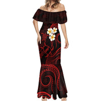 Polynesian Hawaii Mermaid Dress Niihau Islands with Pacific Plumeria Red Vibe - Wonder Print Shop