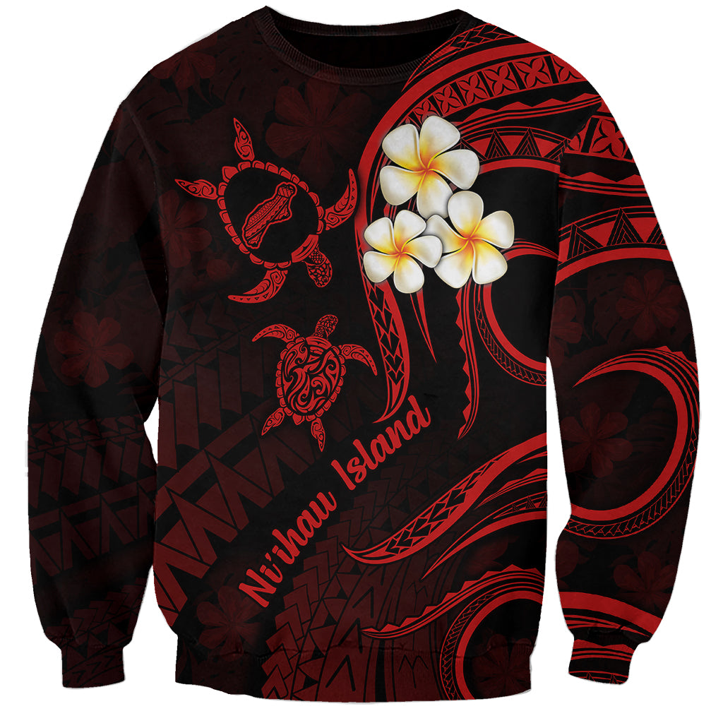 Polynesian Hawaii Sweatshirt Niihau Islands with Pacific Plumeria Red Vibe - Wonder Print Shop