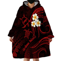 Polynesian Hawaii Wearable Blanket Hoodie Niihau Islands with Pacific Plumeria Red Vibe - Wonder Print Shop