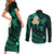 Polynesian Hawaii Couples Short Sleeve Bodycon Dress and Long Sleeve Button Shirts Niihau Islands with Pacific Plumeria Turquoise Vibe LT9 - Wonder Print Shop