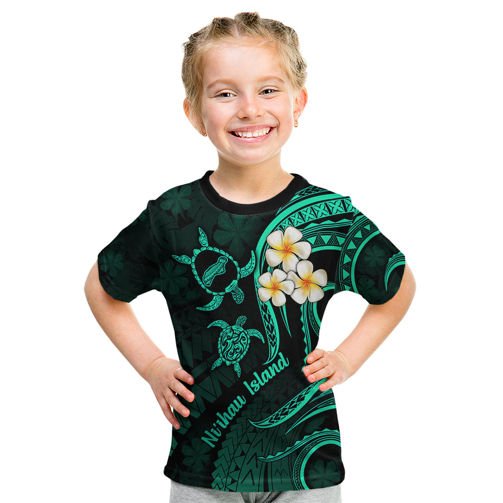 Polynesian Hawaii Kid T Shirt Niihau Islands with Pacific Plumeria Turquoise Vibe - Wonder Print Shop