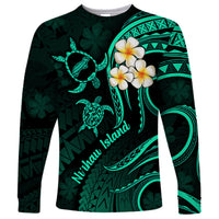 Polynesian Hawaii Long Sleeve Shirt Niihau Islands with Pacific Plumeria Turquoise Vibe - Wonder Print Shop