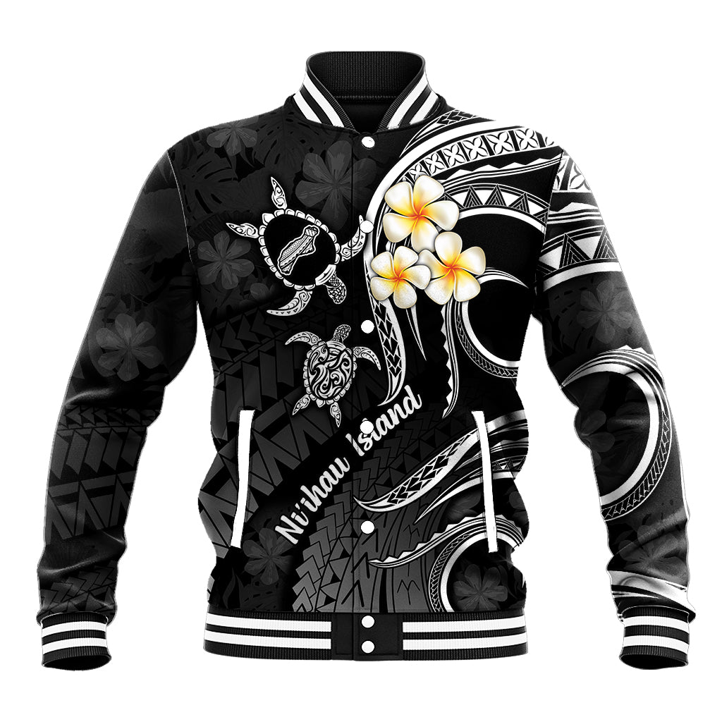 Polynesian Hawaii Baseball Jacket Niihau Islands with Pacific Plumeria White Vibe LT9 - Wonder Print Shop