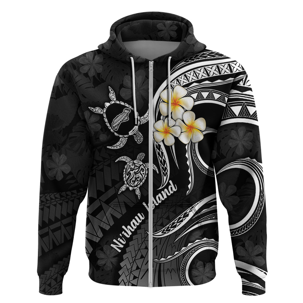 Polynesian Hawaii Hoodie Niihau Islands with Pacific Plumeria White Vibe - Wonder Print Shop