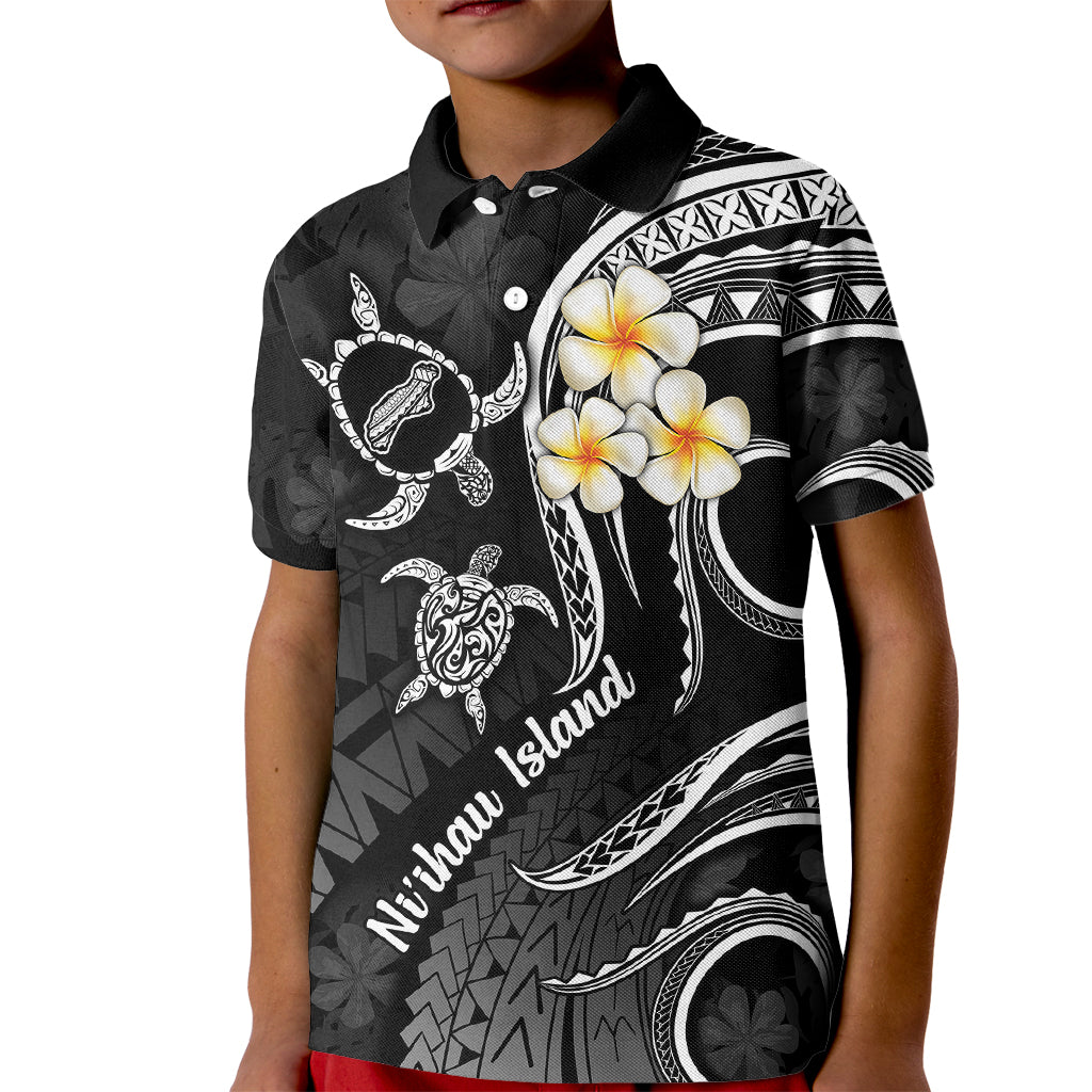 Polynesian Hawaii Kid Polo Shirt Niihau Islands with Pacific Plumeria White Vibe - Wonder Print Shop