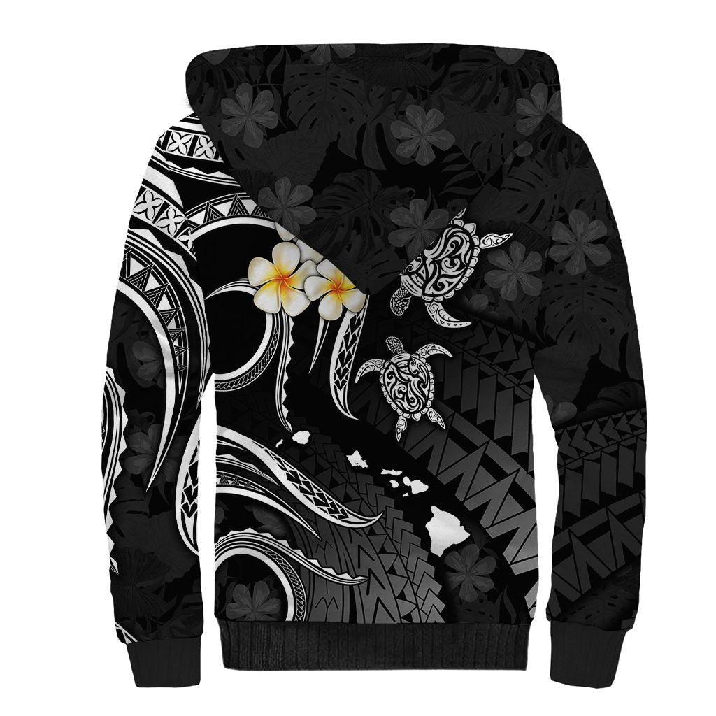 Polynesian Hawaii Sherpa Hoodie Niihau Islands with Pacific Plumeria White Vibe - Wonder Print Shop
