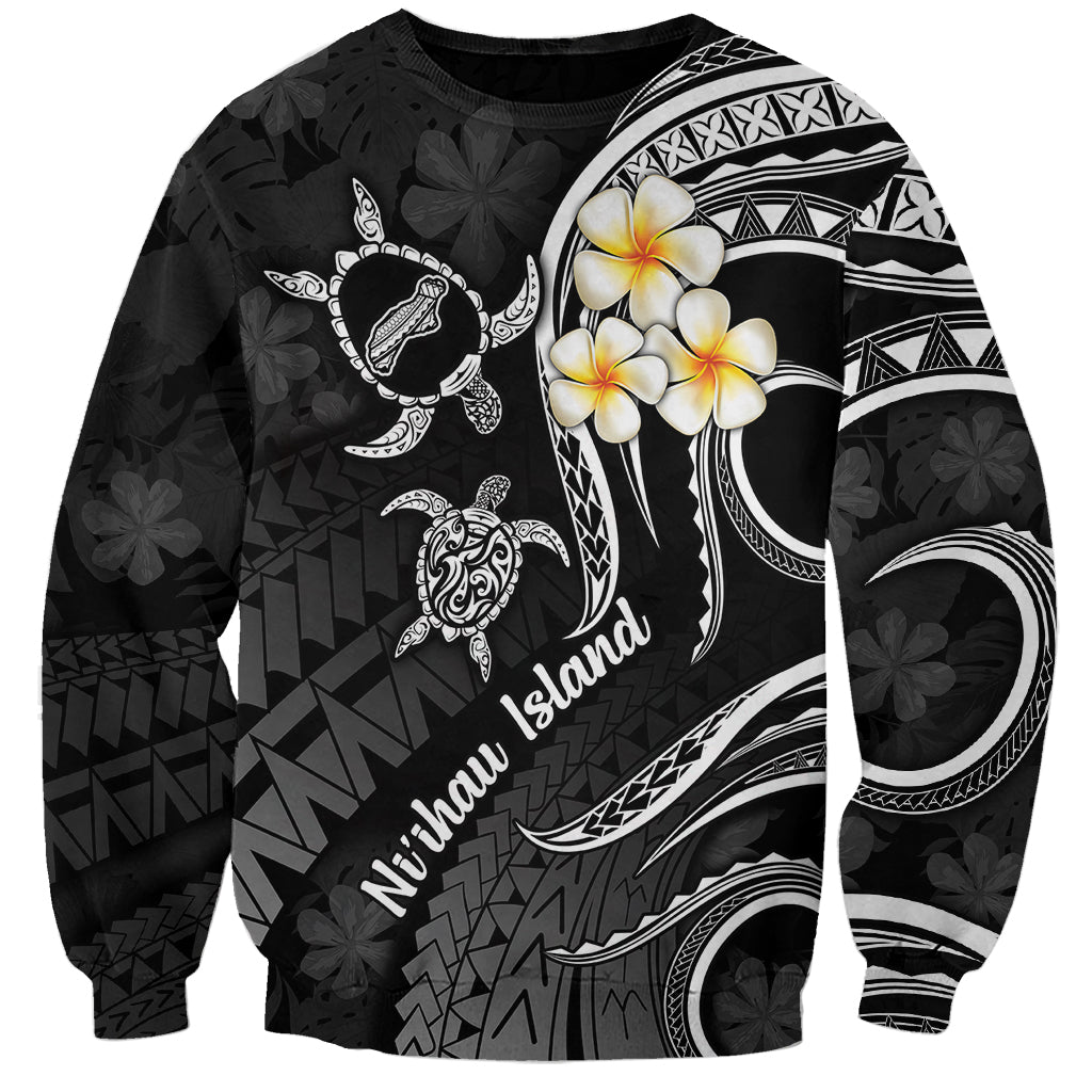 Polynesian Hawaii Sweatshirt Niihau Islands with Pacific Plumeria White Vibe - Wonder Print Shop
