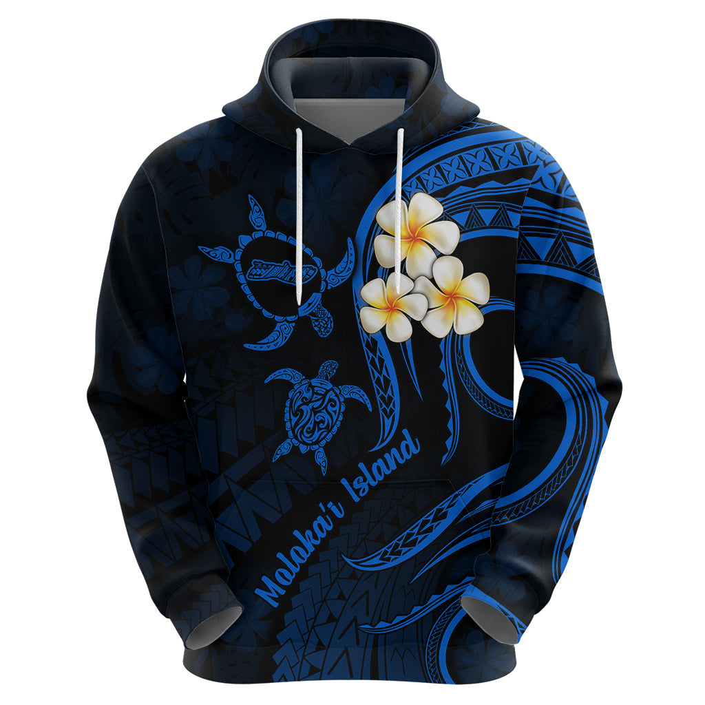 Hawaii Hoodie Molokai Islands Polynesian Sunset Plumeria Blue Vibe - Wonder Print Shop