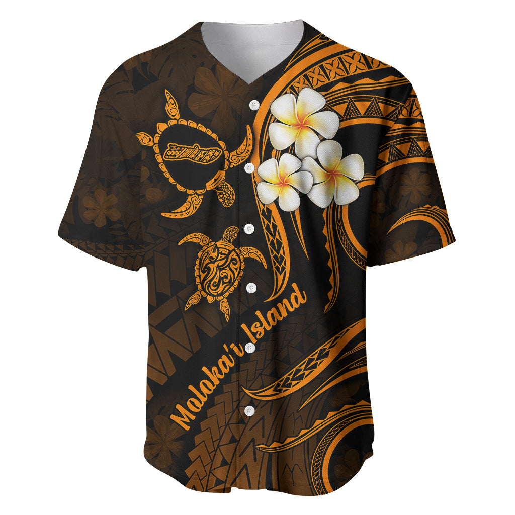 Hawaii Baseball Jersey Molokai Islands Polynesian Sunset Plumeria Gold Vibe LT9 - Wonder Print Shop