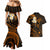 Hawaii Couples Mermaid Dress And Hawaiian Shirt Molokai Islands Polynesian Sunset Plumeria Gold Vibe LT9 - Wonder Print Shop