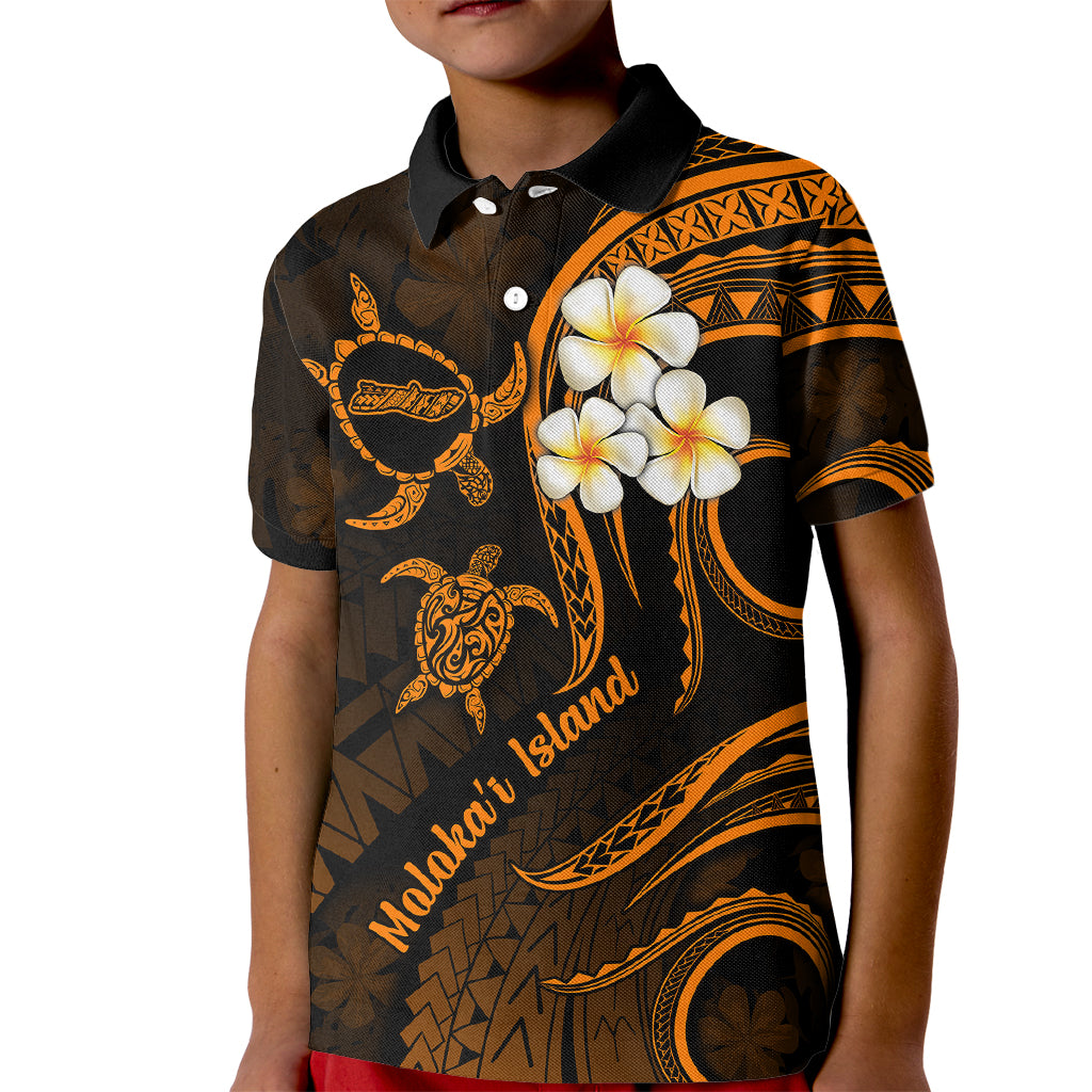 Hawaii Kid Polo Shirt Molokai Islands Polynesian Sunset Plumeria Gold Vibe - Wonder Print Shop