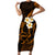 Hawaii Short Sleeve Bodycon Dress Molokai Islands Polynesian Sunset Plumeria Gold Vibe - Wonder Print Shop