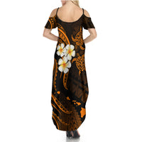 Hawaii Summer Maxi Dress Molokai Islands Polynesian Sunset Plumeria Gold Vibe - Wonder Print Shop