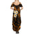 Hawaii Summer Maxi Dress Molokai Islands Polynesian Sunset Plumeria Gold Vibe - Wonder Print Shop
