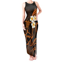 Hawaii Tank Maxi Dress Molokai Islands Polynesian Sunset Plumeria Gold Vibe - Wonder Print Shop