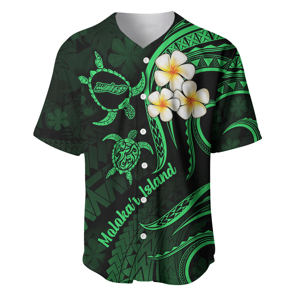 Hawaii Baseball Jersey Molokai Islands Polynesian Sunset Plumeria Green Vibe LT9 - Wonder Print Shop