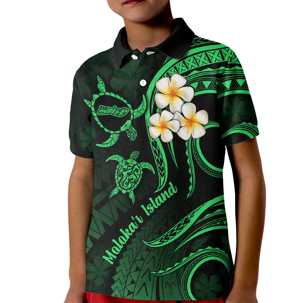 Hawaii Kid Polo Shirt Molokai Islands Polynesian Sunset Plumeria Green Vibe - Wonder Print Shop