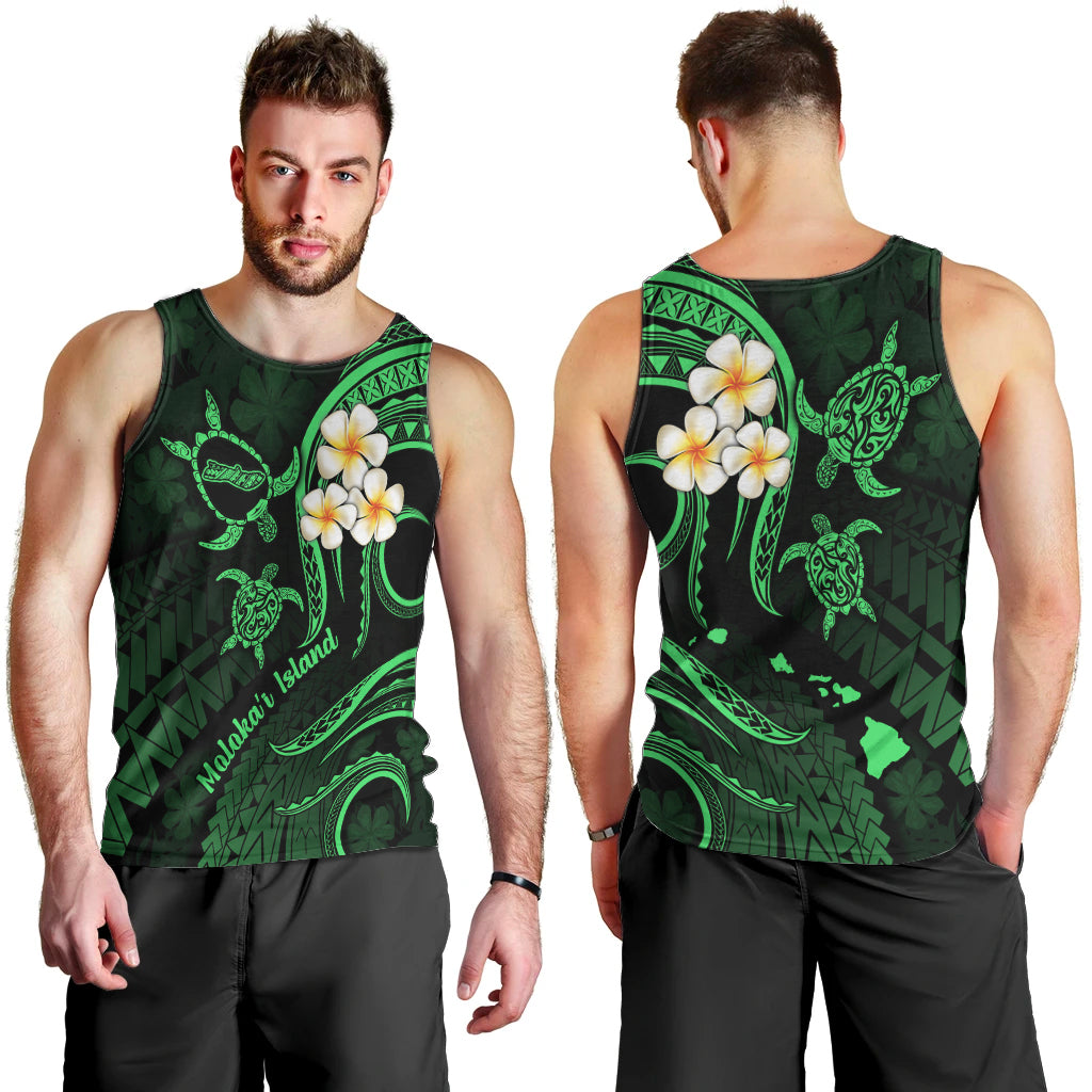 hawaii-men-tank-top-molokai-islands-polynesian-sunset-plumeria-green-vibe