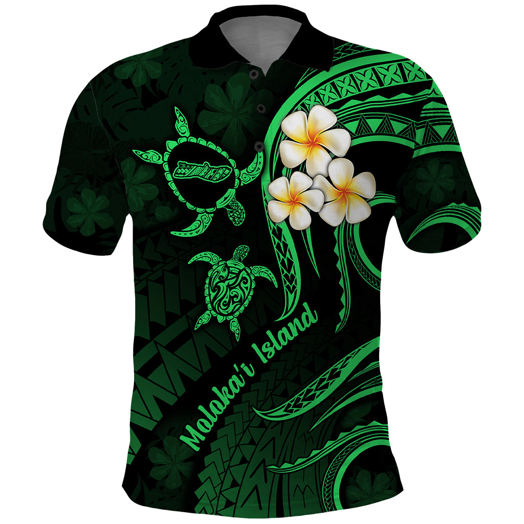 Hawaii Polo Shirt Molokai Islands Polynesian Sunset Plumeria Green Vibe - Wonder Print Shop