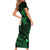Hawaii Short Sleeve Bodycon Dress Molokai Islands Polynesian Sunset Plumeria Green Vibe - Wonder Print Shop