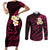 Hawaii Couples Short Sleeve Bodycon Dress and Long Sleeve Button Shirts Molokai Islands Polynesian Sunset Plumeria Pink Vibe LT9 - Wonder Print Shop